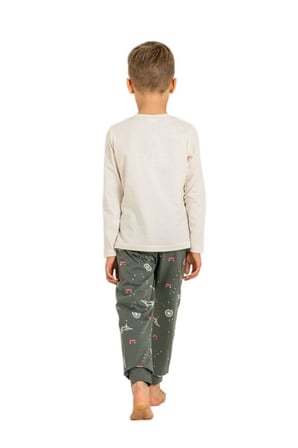 Rolypoly Erkek Çocuk Ekru Pijama Takım 3877-3 