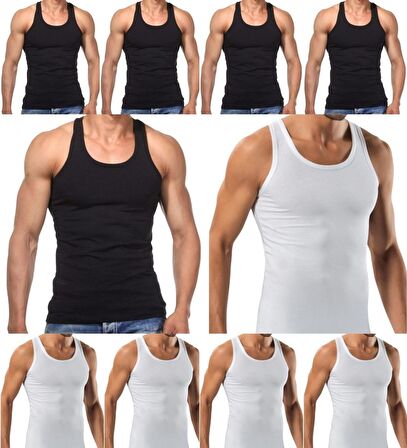 10 Adet Erkek Slim Fit Dar Kalıp Likralı Penye Sporcu Atleti(Rambo Atleti)