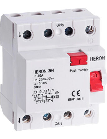 HERON 4X40A 30MA KAÇAK AKIM RÖLESİ 