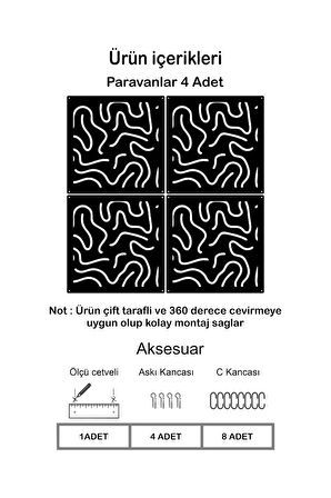 Dalgalar Lazer Kesim Paravan, Ahşap Seperatör, Panel Levha Seti Dekorasyon Ahşap Oda Bölücü Desen