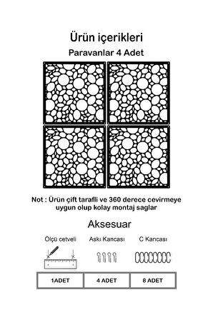 Halkalar Kücük Rastgele Lazer Kesim Paravan, Ahşap Seperatör, Panel Levha Seti Oda Bölücü Desen