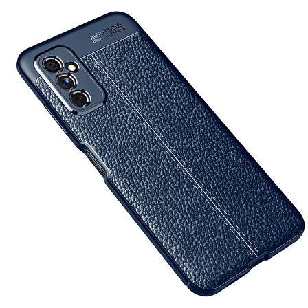 Smcase Samsung Galaxy M52 5G Kılıf Kamera Korumalı Deri Dokulu Silikon  Tam Kapatan Ekran Koruyucu