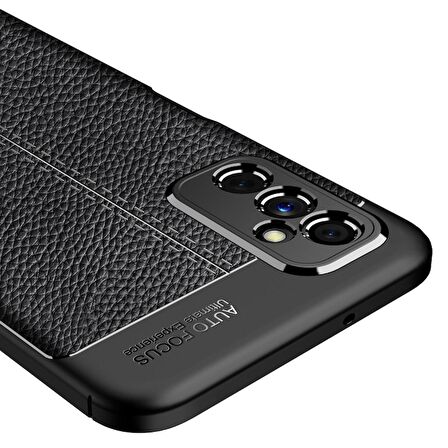 Smcase Samsung Galaxy M52 5G Kılıf Kamera Korumalı Deri Dokulu Silikon  Tam Kapatan Ekran Koruyucu