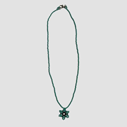 Uretti - Tuğba 6667 El Yapımı Kadın Kum Boncuk Kolye  - Turkuaz