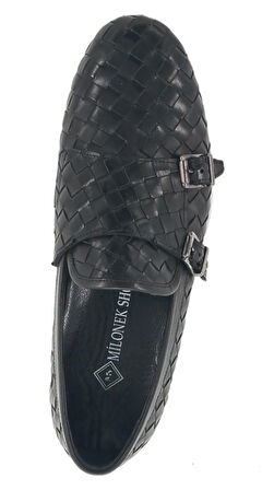 13471284 Günlük Siyah Hasır Örgü Çift Tokalı