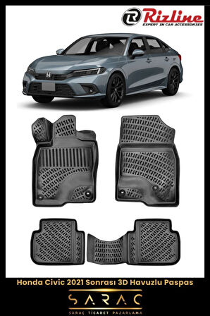 Rizline Honda Civic Sedan/HB 2021 Model(Yeni Kasa) 3D Havuzlu Paspas