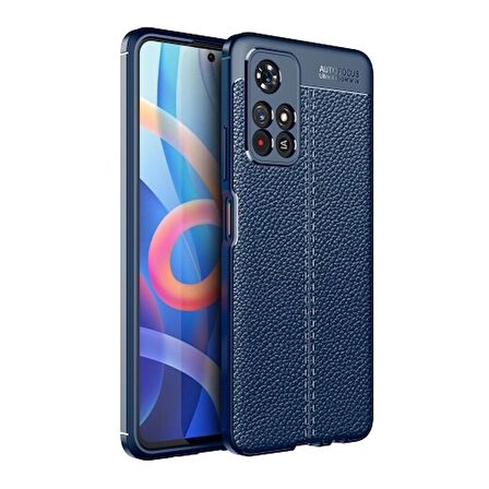 Smcase Xiaomi Poco M4 Pro 5G Kılıf Kamera Korumalı Deri Dokulu Silikon