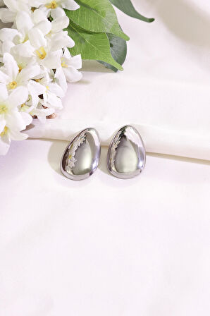 Oval Vintage Çelik Küpe