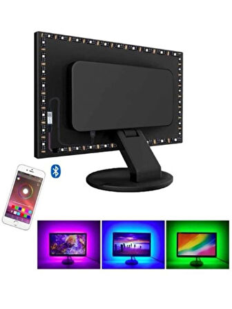 Bluetoothlu USB Şerit LED Tv Pc Arkası Telefondan kontrollü Rgb Aydınlatma 3 Metre Sese Duyarlı LED IŞIK