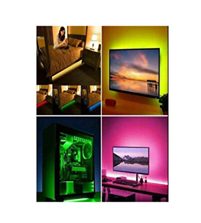 Bluetoothlu USB Şerit LED Tv Pc Arkası Telefondan kontrollü Rgb Aydınlatma 3 Metre Sese Duyarlı LED IŞIK