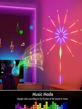 RGB Sese Duyarlı Bluetootlu Ekolayzer USB Girişli Gökkuşağı Led - Kumandalı - Uygulamadan Kontrollü