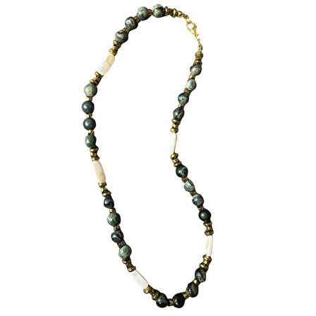 Uretti - Özlem 9422 0572 El Yapımı Jade - Yılan - Sedef  ve Hematit Doğal Taş Kolye