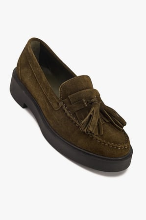 Kadın Hakiki Süet Püsküllü Loafer