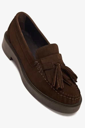 Kadın Hakiki Süet Püsküllü Loafer