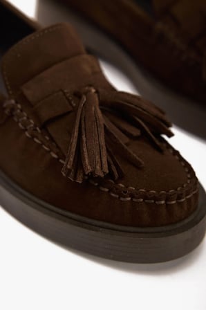 Kadın Hakiki Süet Püsküllü Loafer