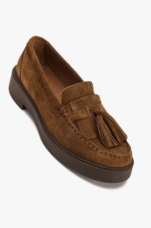Kadın Hakiki Süet Püsküllü Loafer