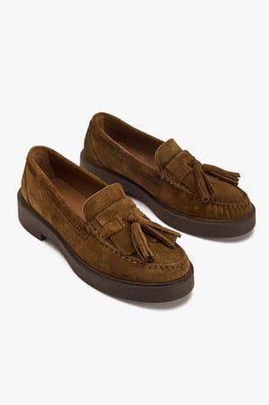 Kadın Hakiki Süet Püsküllü Loafer