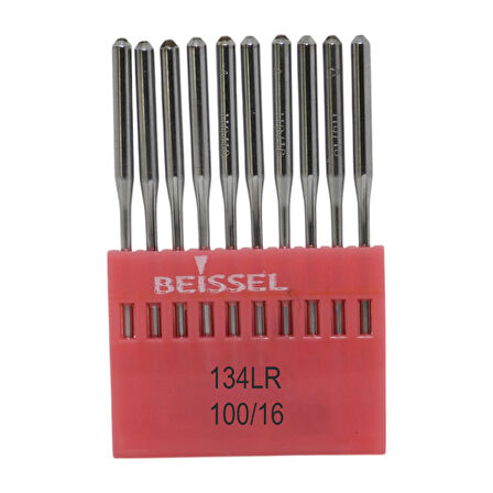 Beissel 134LR Sanayi Tipi Düz makine Baltalı İğnesi 16/100 Numara LR uçlu 10 Adet (1 Paket)
