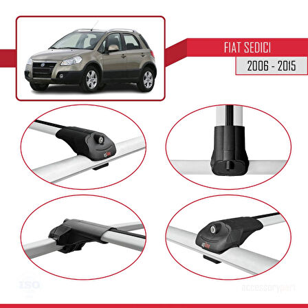 Fiat Sedici 2006-2015 Arası ile Uyumlu ACE-1 Ara Atkı Tavan Barı Gri 2 Adet
