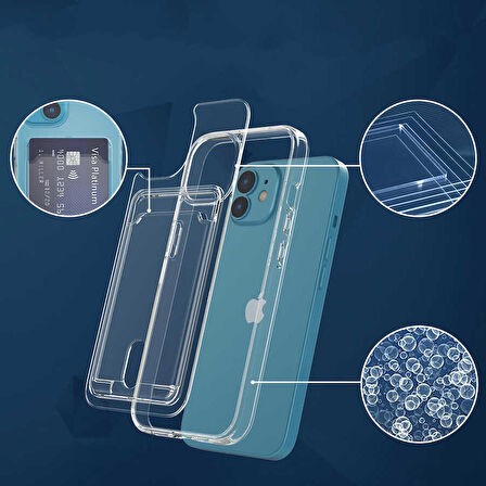 Gpack Apple iPhone 12 Kılıf Ensa Lüx Kartlıklı Sert TPU Silikon