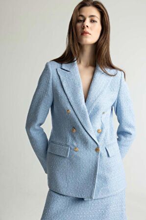 Regular Fit Ceket Yaka Tweed Blazer Ceket