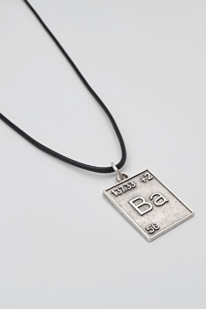 Breaking Bad Ba Element Kolye - PU Deri İp Zincirli Unisex Gümüş Kaplama - 60 cm