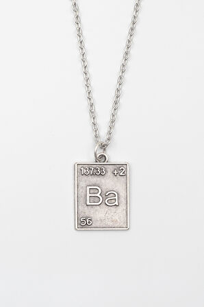 Modern Breaking Bad Ba Element Kolye - Düz Ezme İthal Zincirli Unisex Gümüş Kaplama - 60 cm