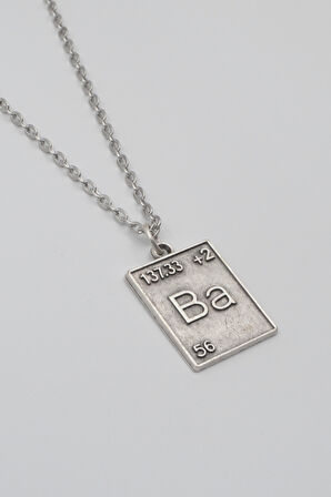 Modern Breaking Bad Ba Element Kolye - Düz Ezme İthal Zincirli Unisex Gümüş Kaplama - 60 cm
