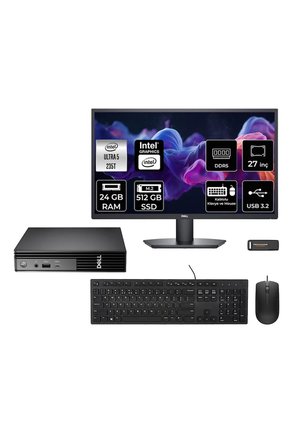 Pro Micro QCM1250 Ultra 7 235T 24GB 512GB SSD 27" Monitör FDOS Mini Masaüstü Bilgisayar