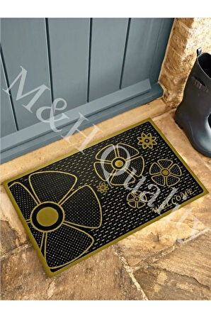 Welcome Yazlı Kapı Önü Paspası Altın Rengi