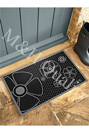 Welcome Yazlı Kapı Önü Paspası Gri Rengi