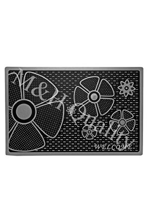 Welcome Yazlı Kapı Önü Paspası Gri Rengi