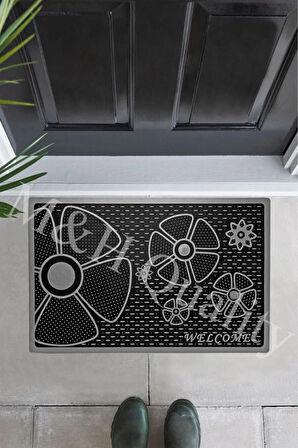 Welcome Yazlı Kapı Önü Paspası Gri Rengi