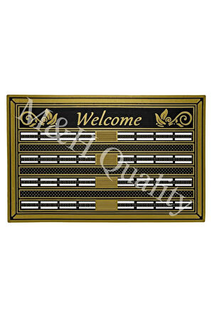 Welcome Yazlı Kapı Önü Paspası Altın Rengi
