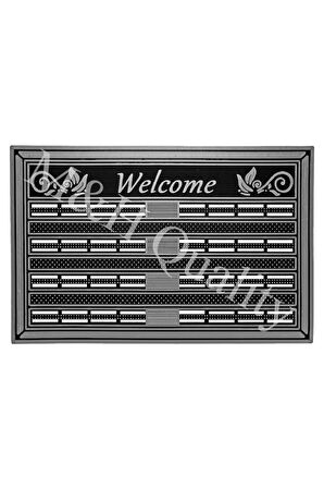 Welcome Yazlı Kapı Önü Paspası Gri Rengi