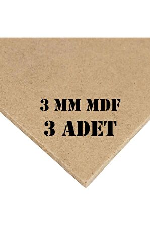 3mm 35x50 Cm 3 Adet Ham Mdf, Mdf Levha, Duralit, Resim Altlığı
