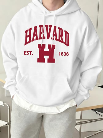 Harvard Est. 1636 Baskılı Spor Rahat Hoody Erkekler Sokak Polar Tişörtü Rahat Bol Giysiler Vi