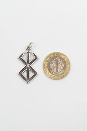 Modern Berserk Manga Kolye - Düz Ezme İthal Zincirli Unisex Gümüş Kaplama Anime Takı - 60 cm