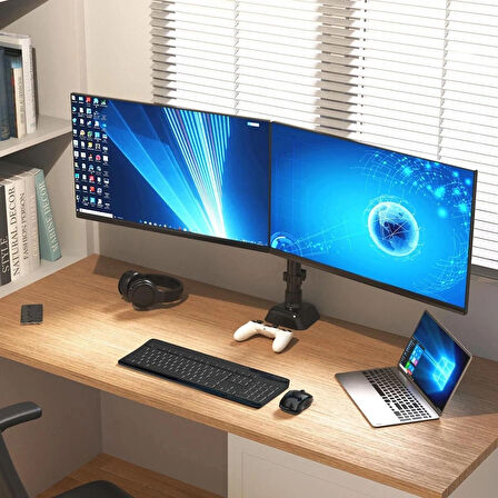 HpyTech Çift Kol Ayarlanabilir Monitör Tutucu Stand 14''-32'' LCD/LED VESA Uyumlu Masaüstü Monitör Ayağı