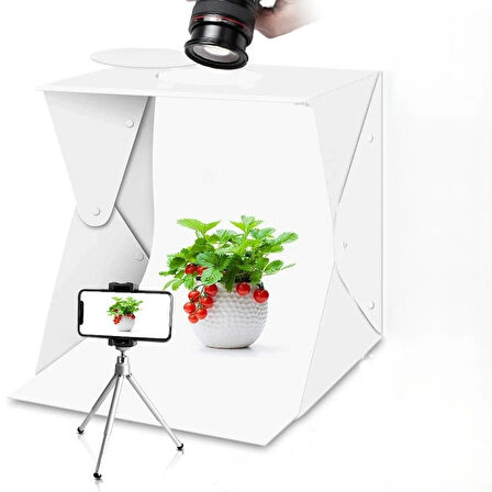 HpyTech Katlanabilir Mini Fotoğraf Kutusu– Işıklı Ürün Çekim Çadırı 40x40x40