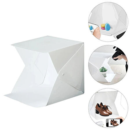 HpyTech Katlanabilir Mini Fotoğraf Kutusu– Işıklı Ürün Çekim Çadırı 40x40x40