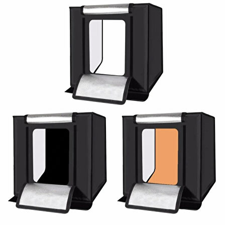 HpyTech 80x80x80 LED Işıklı Ürün Fotoğraf Çekim Kabini - Büyük Boy Stüdyo Çadırı
