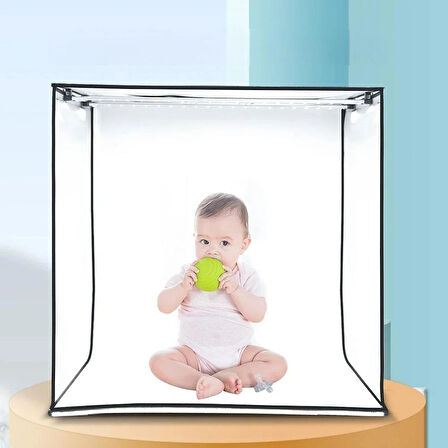 HpyTech 80x80x80 LED Işıklı Ürün Fotoğraf Çekim Kabini - Büyük Boy Stüdyo Çadırı