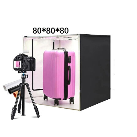 HpyTech 80x80x80 LED Işıklı Ürün Fotoğraf Çekim Kabini - Büyük Boy Stüdyo Çadırı