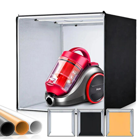 HpyTech 80x80x80 LED Işıklı Ürün Fotoğraf Çekim Kabini - Büyük Boy Stüdyo Çadırı