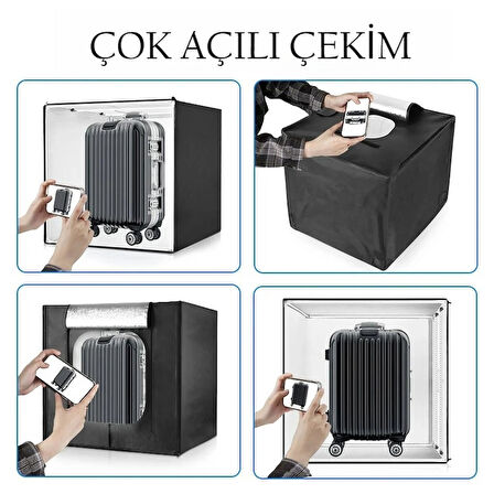 HpyTech 80x80x80 LED Işıklı Ürün Fotoğraf Çekim Kabini - Büyük Boy Stüdyo Çadırı