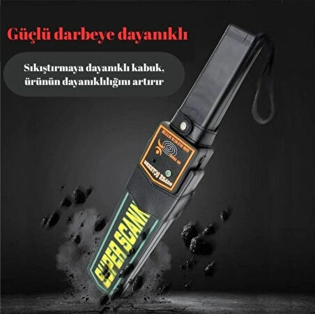 HpyTech El Tipi Metal Dedektörü  Yüksek Hassasiyetli Güvenlik Tarama Cihazı  Alarm & Titreşimli