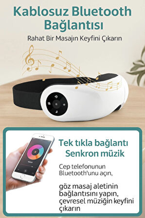 HpyTech Akıllı Göz Masaj Aleti – Hava Basınçlı, Isıtmalı, Titreşimli ve Müzikli  5 Farklı Masaj Modu