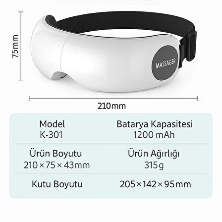 HpyTech Akıllı Göz Masaj Aleti – Hava Basınçlı, Isıtmalı, Titreşimli ve Müzikli  5 Farklı Masaj Modu