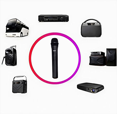 HpyTech Kablosuz El Mikrofonu + USB Alıcı , VHF 268.85/262.85MHz , Öğretmen, Karaoke ve Sunumlar İçin